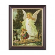 10" x 12" Walnut Frame with Gold Inside Lip and a 8" x 10" Guardian Angel Print
