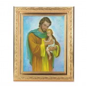 8 1/4" x 10 1/4" Gold Ornate Frame with a 6" x 8" Saint Joseph Print