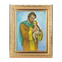 8 1/4" x 10 1/4" Gold Ornate Frame with a 6" x 8" Saint Joseph Print