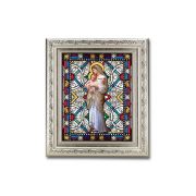 8.25" x 10.25" Silver Ornate Frame with a 6" x 8" Divine Innocence Textured Glass Artwork