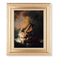 10 1/4" x 12 1/4" Satin Gold Frame with an 8" x 10" Rembrandt - The Storm on the Sea of Galilee Print