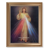 13 1/2" x 16 9/16" Gold Leaf Antique Finished Frame with 11" x 14" Divine Mercy Textured Art