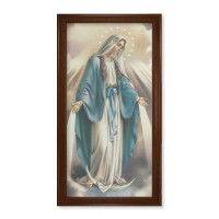 24" x 44" Walnut Finished Beveled Frame with a Our Lady of Grace Canvas