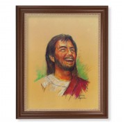13 1/2" x 16 9/16" Walnut Finished Frame with 11" x 14" Segura: Laughing Jesus Textured Art