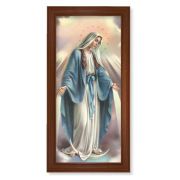 17 1/4" x 33 1/4" Walnut Finished Beveled Frame with 14" x 30" Our Lady of Grace Textured Art