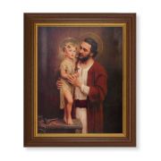 10 1/2" x 12 1/2" Walnut Finish Beveled Frame with 8" x 10" Chambers: St. Joseph with Jesus Textured Art
