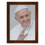 23.5" x 31" Walnut Finished Beveled Frame with 19" x 27" Pope Francis Canvas Artwork