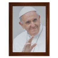 23.5" x 31" Walnut Finished Beveled Frame with 19" x 27" Pope Francis Canvas Artwork