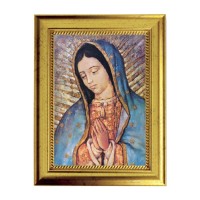 6 3/4" X 8 3/4" Gold Leaf Finish Frame with 5" X 7" Our Lady of Guadalupe Textured Art