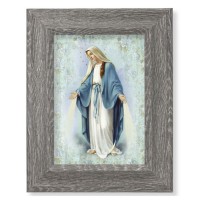 7 1/2" x 9 1/2" Grey Weathered Frame with Our Lady of Grace Artwork on Wood Plaque
