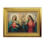6 3/4" X 8 3/4" Gold Leaf Finish Frame with 5" X 7" The Angelic Sacred Hearts Textured Art