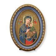 5 1/2" x 7 1/2" Oval Gold-Leaf Frame with a Our Lady of Perpetual Help Print