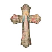Our Lady of Grace 10" Laser Cut Wood Vintage Cross