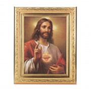 8 1/4" x 10 1/4" Gold Ornate Frame with a 6" x 8" La Fuente: Sacred Heart of Jesus Print
