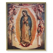 11" x 14" Gold Plaque Frame with a Our Lady of Guadalupe with Angels Print