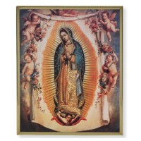 11" x 14" Gold Plaque Frame with a Our Lady of Guadalupe with Angels Print