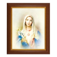 10 1/2" x 12 1/2" Walnut Finish Beveled Frame with 8" x 10" Immaculate Heart of Mary Textured Art 10 1/2" x 12 1/2" Walnut Finish Beveled Frame with 8" x 10" Immaculate Heart of Mary Textured Art