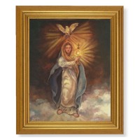 10" x 12" Gold Leaf Finish Beveled Frame with 8" x 10" Mary with Monstrance Textured Art