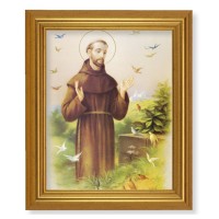 10" x 12" Gold Leaf Finish Beveled Frame with 8" x 10" St. Francis Textured Art