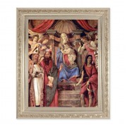 10" x 12" Ornate Silver Frame with a Madonna Throne of Angels and Saints Print