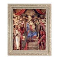 10" x 12" Ornate Silver Frame with a Madonna Throne of Angels and Saints Print