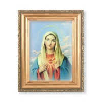 5.5" x 7" Antique Gold Frame with an Immaculate Heart of Mary Print 5.5" x 7" Antique Gold Frame with an Immaculate Heart of Mary Print