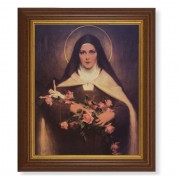 10 1/2" x 12 1/2" Walnut Finish Beveled Frame with 8" x 10" Saint Therese Textured Art