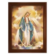 23.5" x 31" Walnut Finished Beveled Frame with 19" x 27" Our Lady of Grace Textured Art