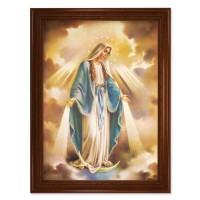 23.5" x 31" Walnut Finished Beveled Frame with 19" x 27" Our Lady of Grace Textured Art