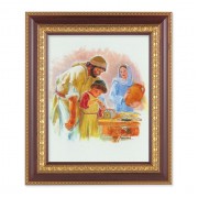 11 1/2" x 13 1/2" Cherry Frame with Gold Trim with an 8" x 10" Jesus the Carpenter Print
