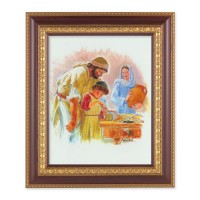 11 1/2" x 13 1/2" Cherry Frame with Gold Trim with an 8" x 10" Jesus the Carpenter Print