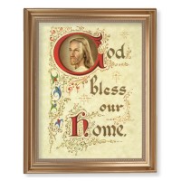 13 1/2" x 16 9/16" Gold Leaf Antique Finished Frame with 11" x 14" House Blessing Textured Art