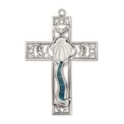 6" x 4 1/4" Cathedral Touch Baptism Cross in Genuine Pewter