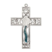 6" x 4 1/4" Cathedral Touch Baptism Cross in Genuine Pewter