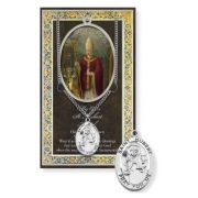 Saint Hubert Genuine Pewter Medal on a 24" Chain with Biography and Picture Folder