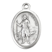 25pk - 1" Oval Oxidized Saint Isidore Medal  sold in inc of 25