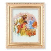 10 1/4" x 12 1/4" Satin Gold Frame with an 8" x 10" Jesus the Carpenter Print