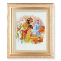 10 1/4" x 12 1/4" Satin Gold Frame with an 8" x 10" Jesus the Carpenter Print