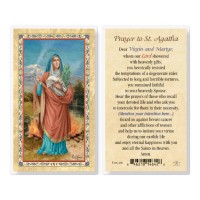 25pk - Saint Agatha With Prayer Gold Stamped Laminated Holy Card  Pk 25