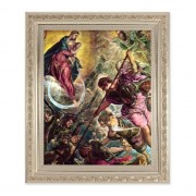 10" x 12" Ornate Silver Frame with an 8" x 10" Battle of Archangel St. Michael Print