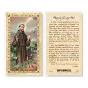 25pk - Prayer For My Pet - Saint Francis Gold Stamped Laminated Holy Card  Pk 25