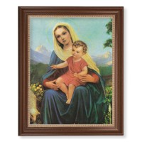 13 1/2" x 16 9/16" Walnut Finished Frame with 11" x 14" Madonna and Child Textured Art