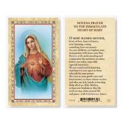 Novena Prayer to the Immaculate Heart of Mary Laminated Holy Card. Inc. of 25