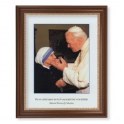 13 1/2" x 16 9/16" Walnut Finished Frame with 11" x 14" Saint John Paul II and Saint Teresa of Calcutta Textured Art