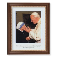 13 1/2" x 16 9/16" Walnut Finished Frame with 11" x 14" Saint John Paul II and Saint Teresa of Calcutta Textured Art
