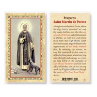 25pk - Saint Martin De Porres  Gold Stamped Laminated Holy Card  Pk 25
