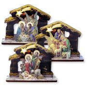 2 1/2" x 3 1/2" Wooden Christmas Nativity Scene with Star - Set of 3 (Enter Qty 3 for ONE set)