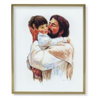 11" x 14" Gold Plaque Frame with a Hook: Love - Christ with Child Print