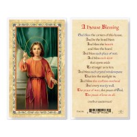 25pk - A House Blessing - Christ Knock Gold Stamped Laminated Holy Card  Pk 25
