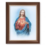 13 1/2" x 16 9/16" Walnut Finished Frame with 11" x 14" Sacred Heart of Jesus Textured Art